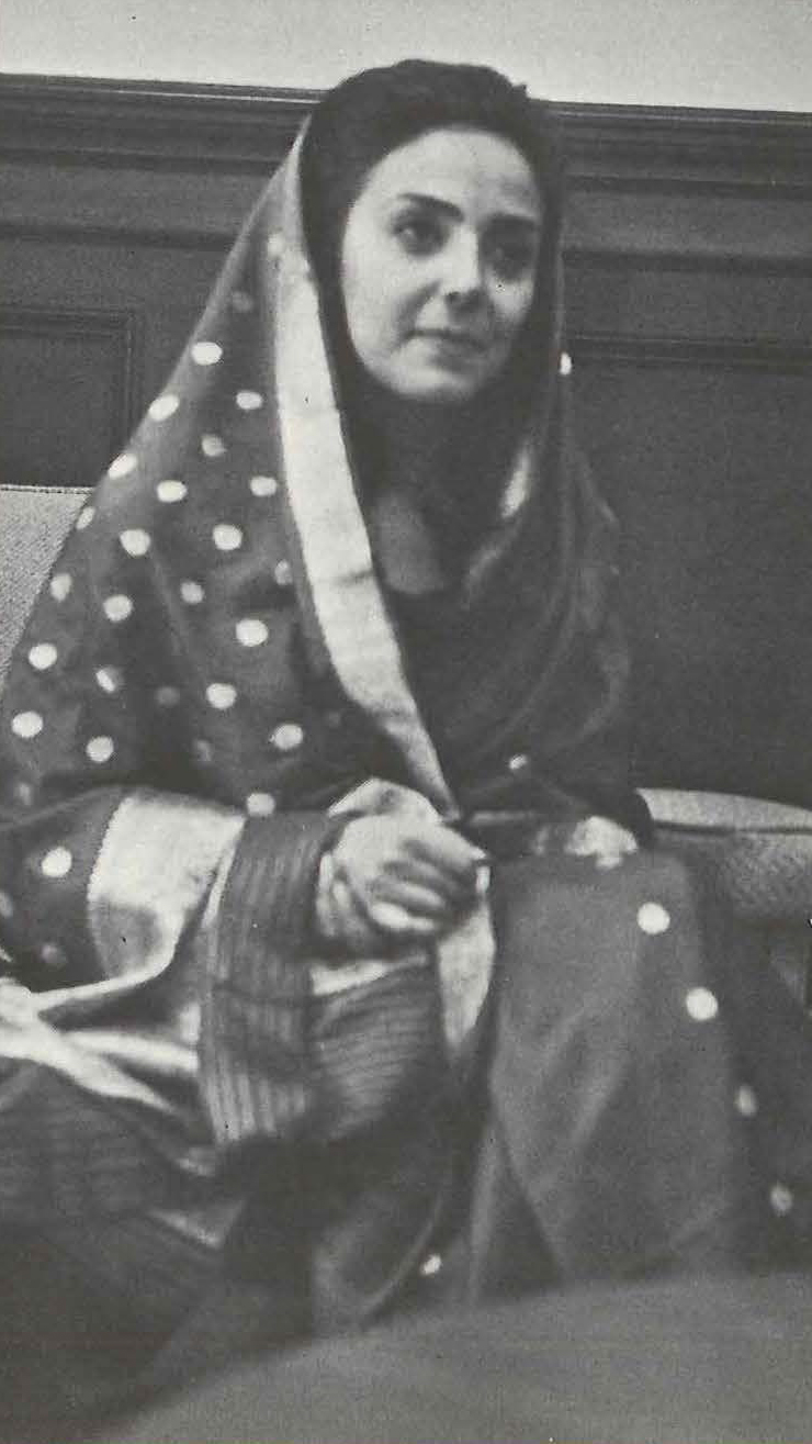 Black and white picture of a woman in a sari. Image link will enlarge image.