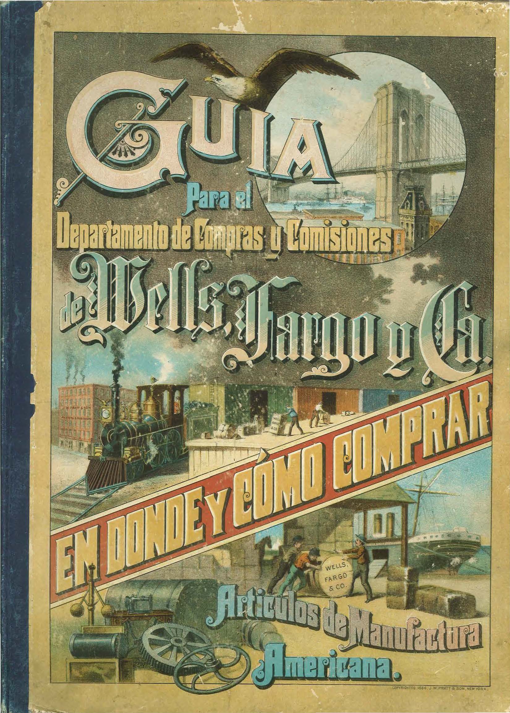 Book cover with title text: Guia Para el Departamento de Compras y Comisiones de Wells, Fargo y Ca. En Donde y Cómo Comprar