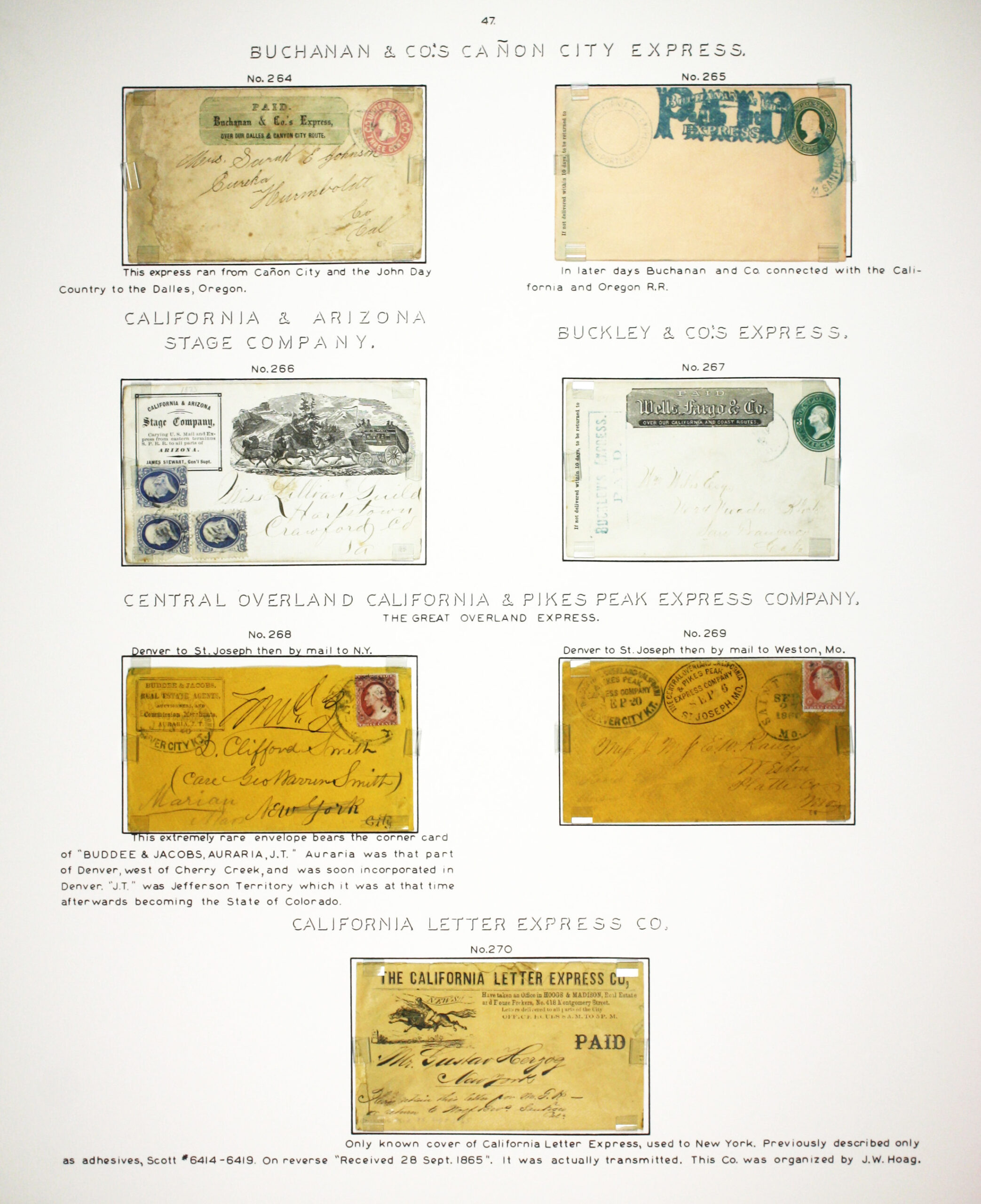 Historic exhibit Panel #47 featuring letter covers. Long descriptions are available as page content. Image link will enlarge image.