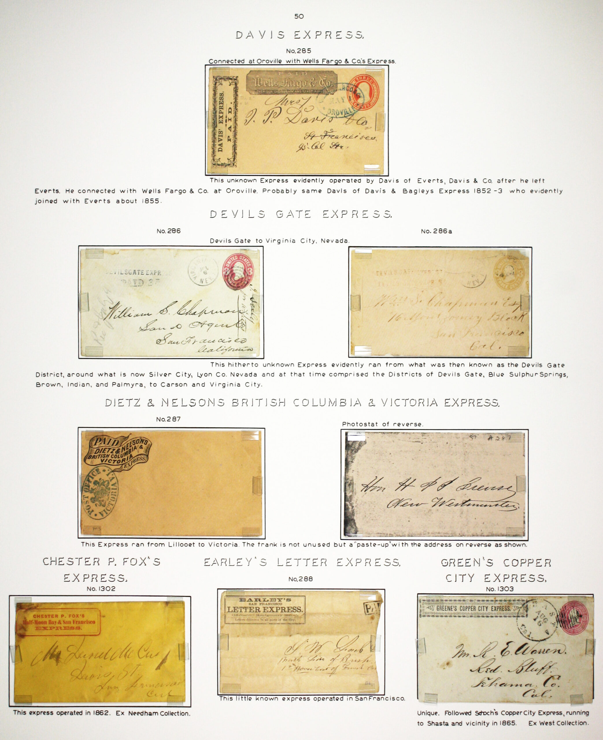 Historic exhibit Panel #50 featuring letter covers. Long descriptions are available as page content. Image link will enlarge image.