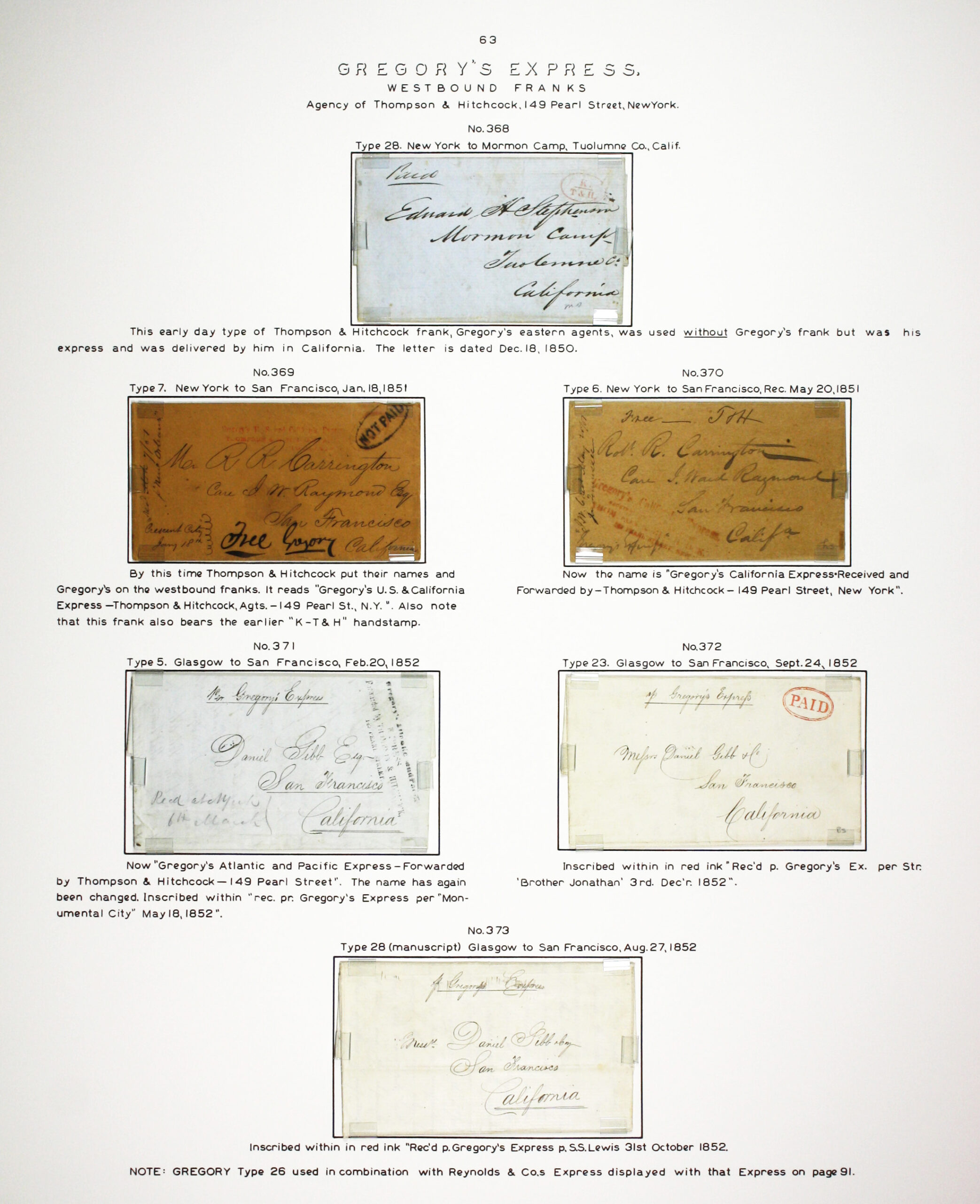 Historic exhibit Panel #63 featuring letter covers. Long descriptions are available as page content. Image link will enlarge image.