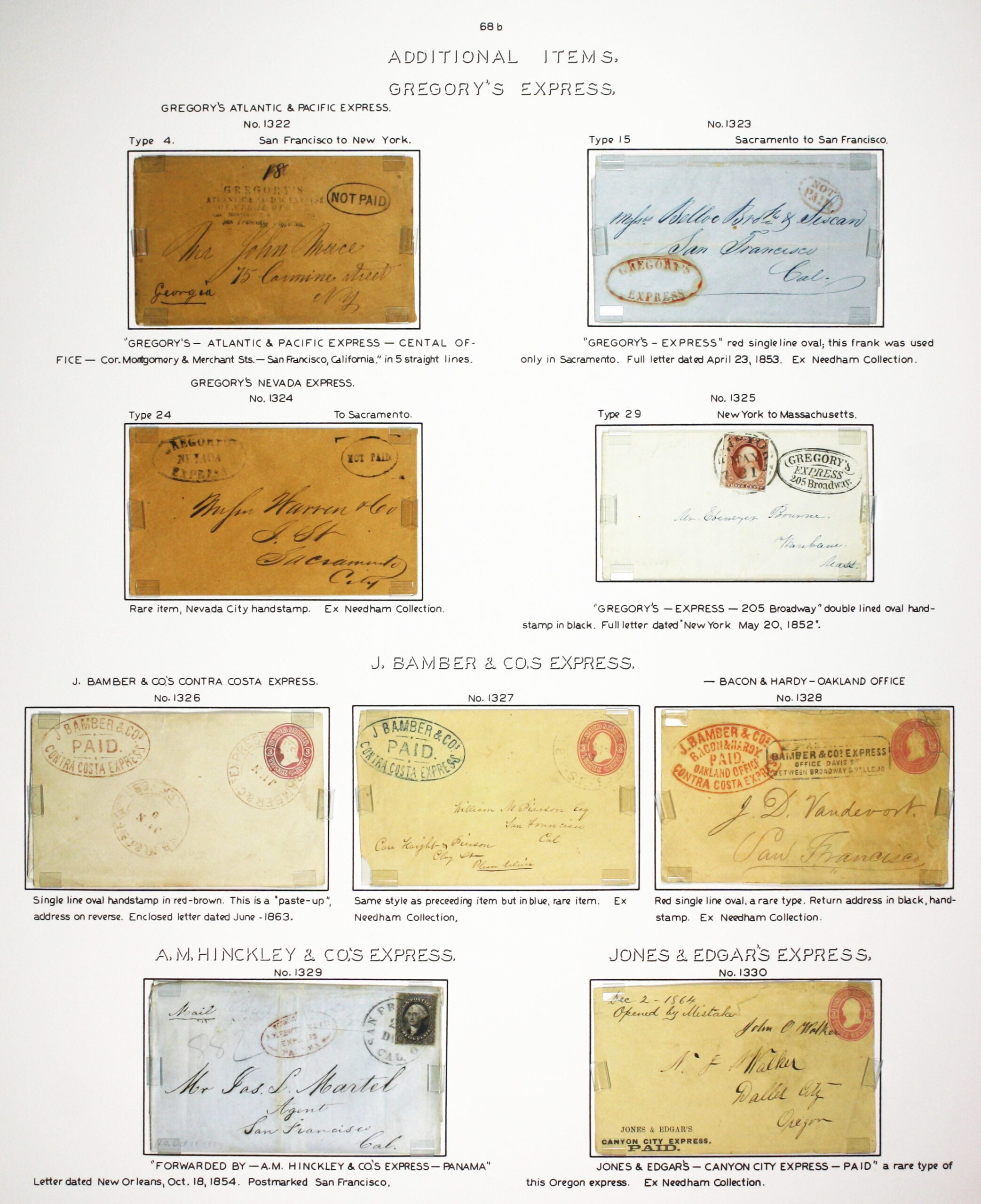 Historic exhibit Panel #68b featuring letter covers. Long descriptions are available as page content. Image link will enlarge image.