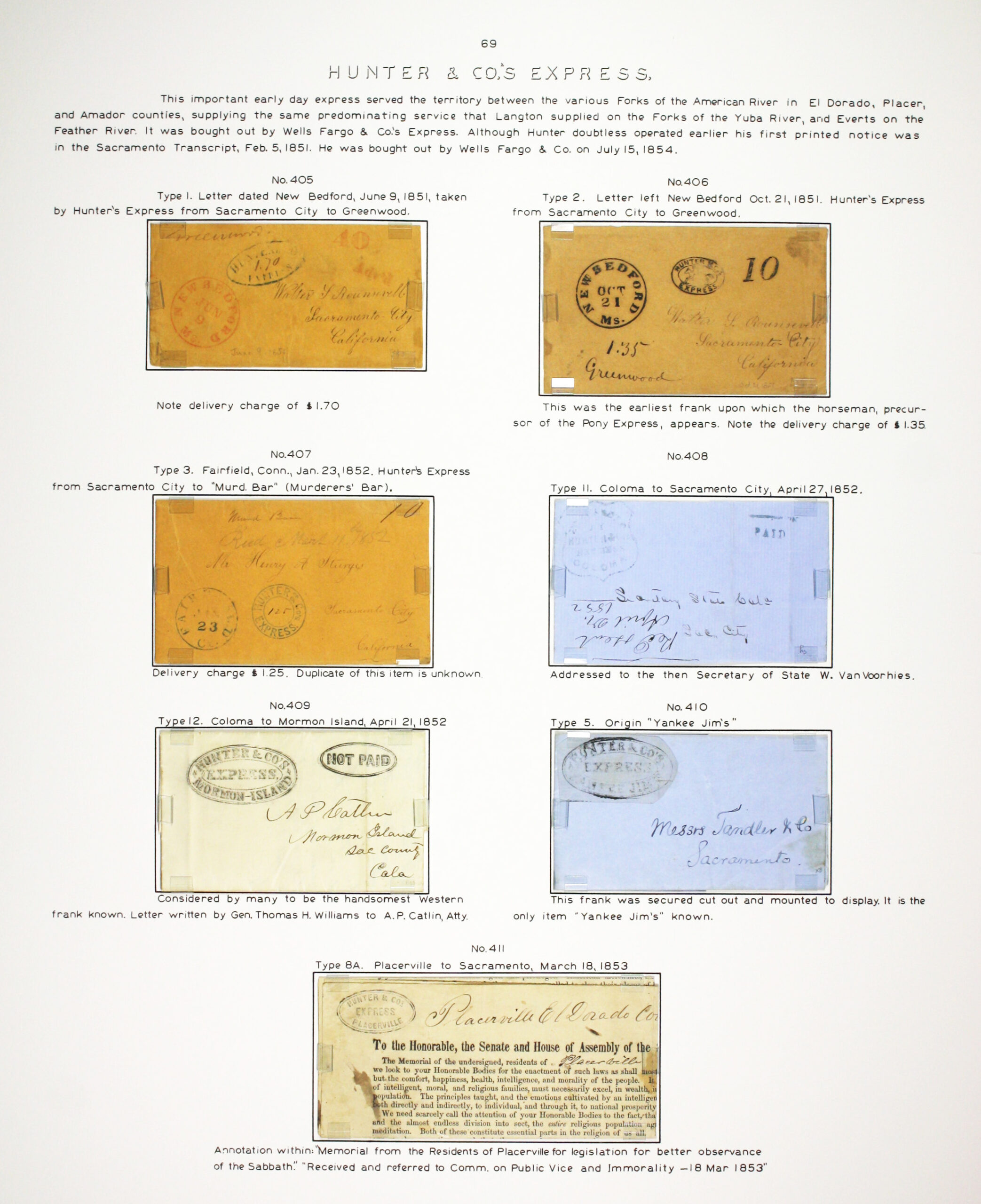 Historic exhibit Panel #69 featuring letter covers and a memorial to legislation. Long descriptions are available as page content. Image link will enlarge image.