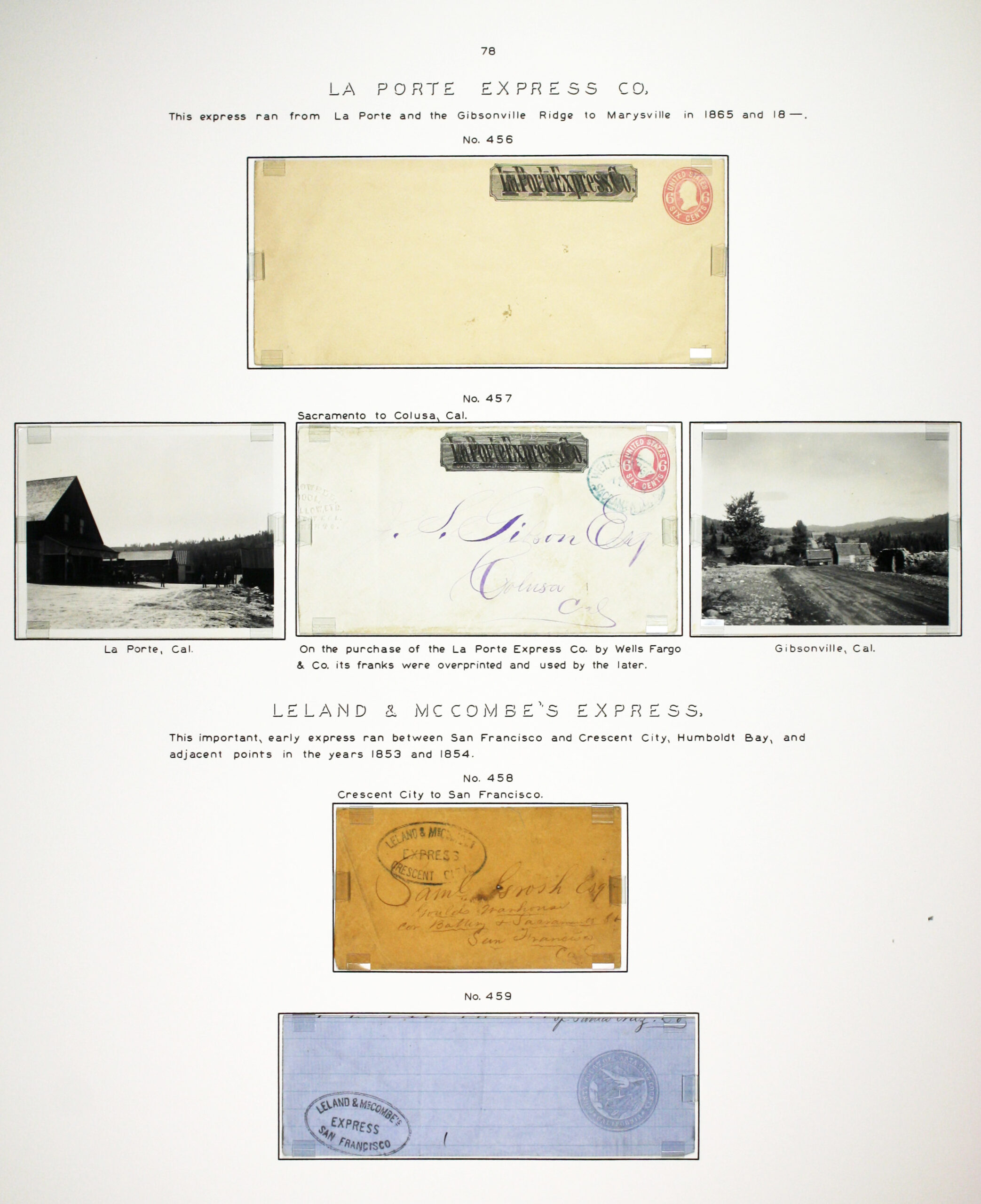 Historic exhibit Panel #78 featuring letter covers, an account statement and two photographs. Long descriptions are available as page content. Image link will enlarge image.
