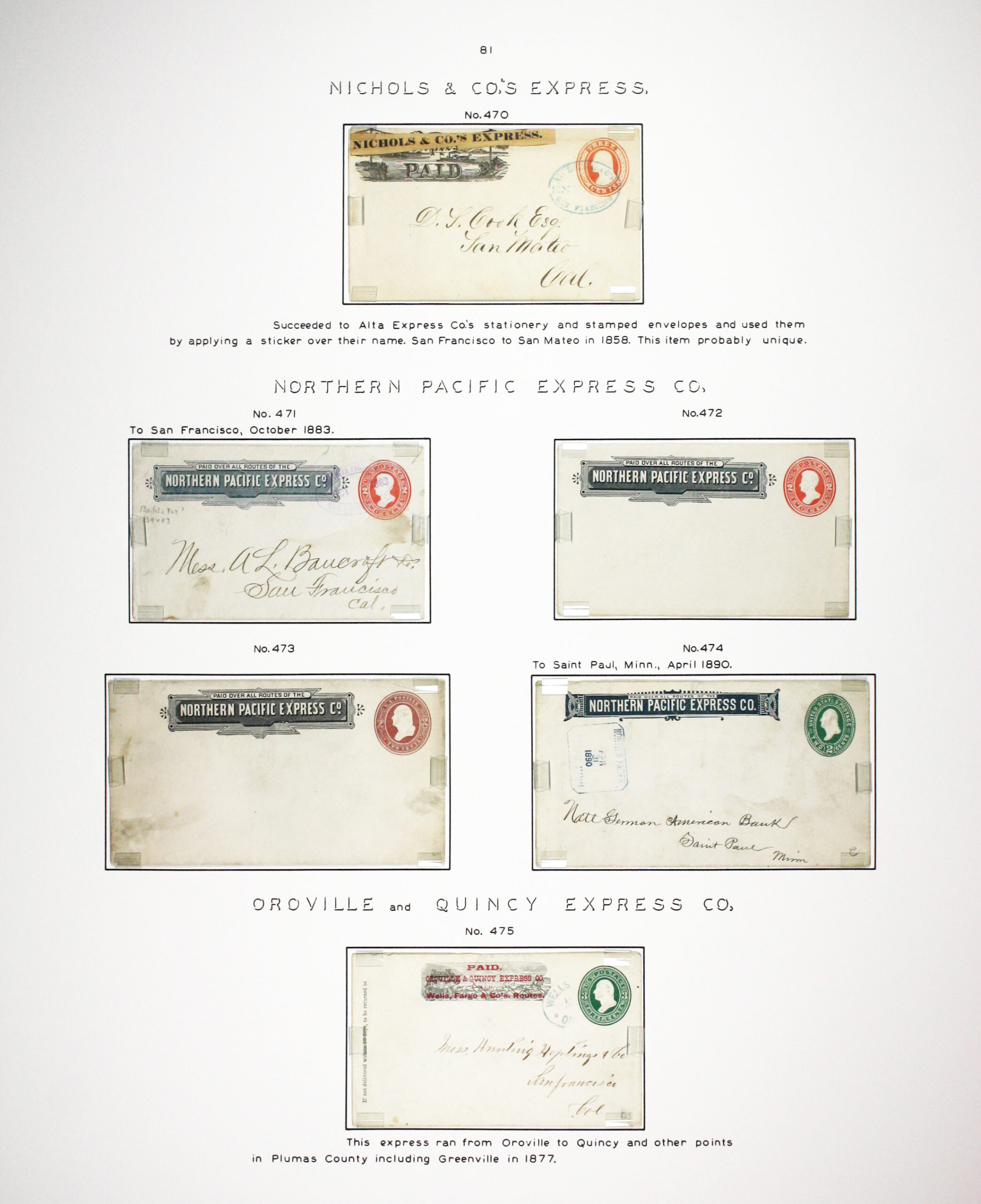 Historic exhibit Panel #81 featuring letter covers. Long descriptions are available as page content. Image link will enlarge image.