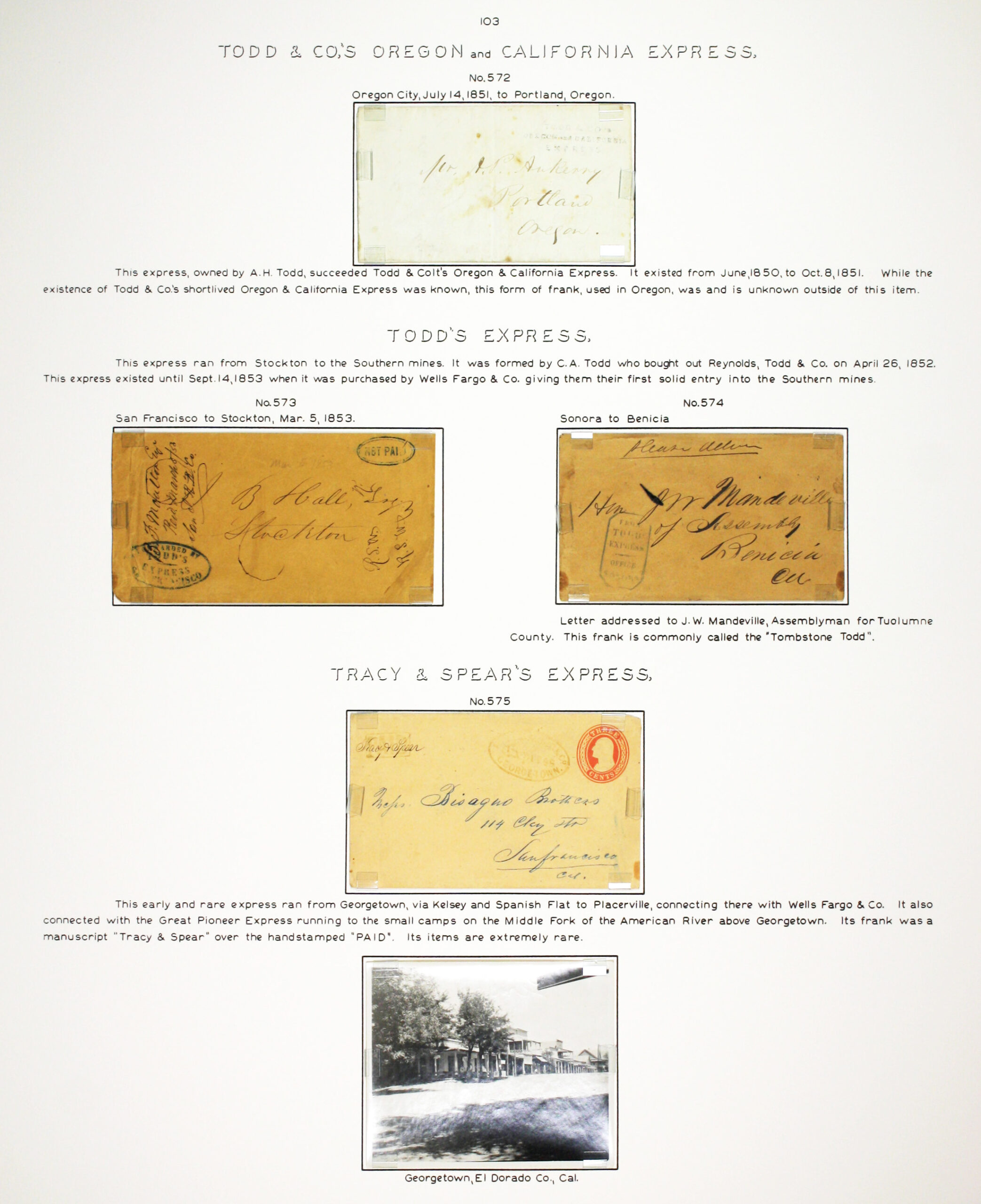 Historic exhibit Panel #103 featuring letter covers and a photograph. Long descriptions are available as page content. Image link will enlarge image.