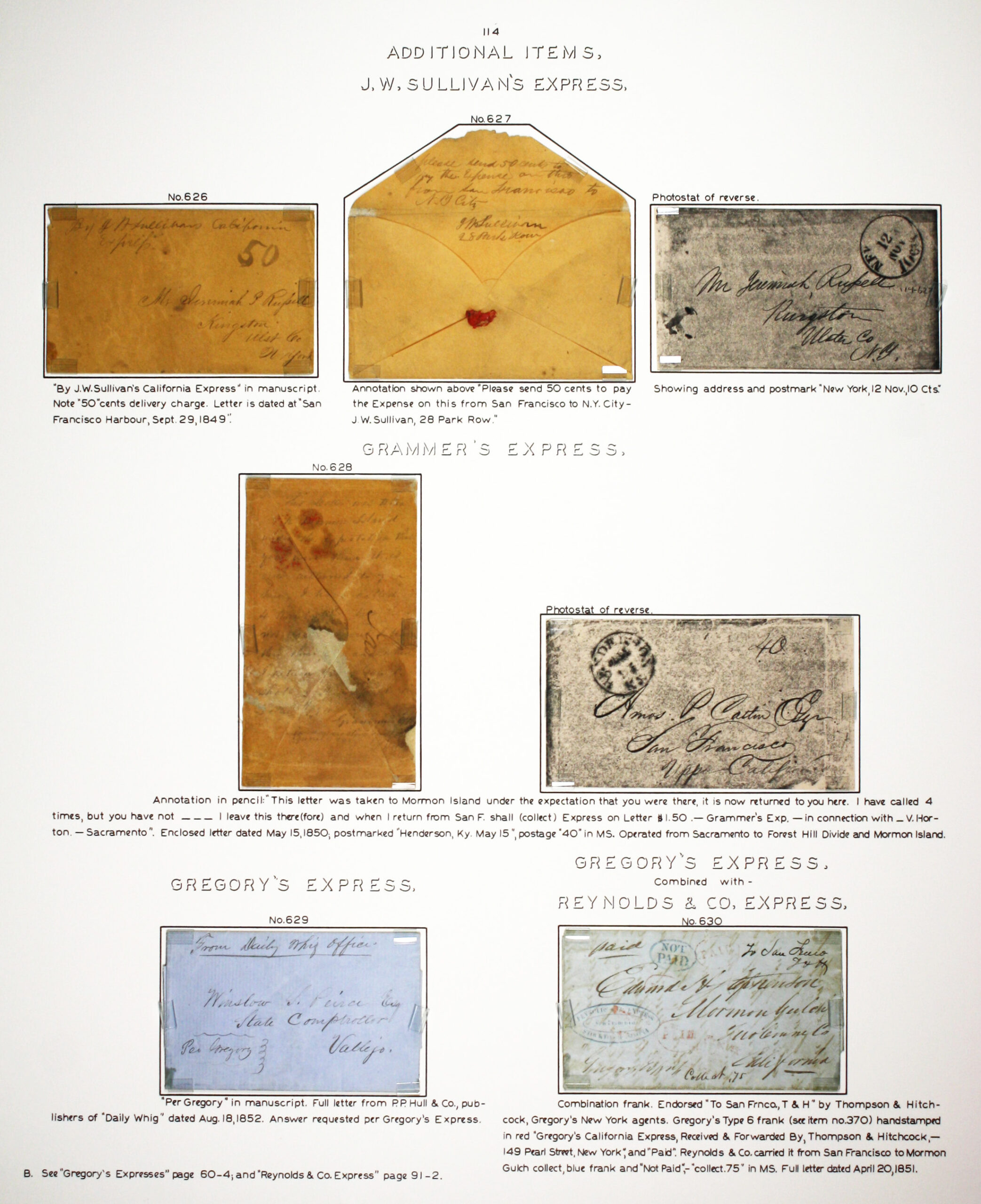 Historic exhibit Panel #114 featuring letter covers. Long descriptions are available as page content. Image link will enlarge image.