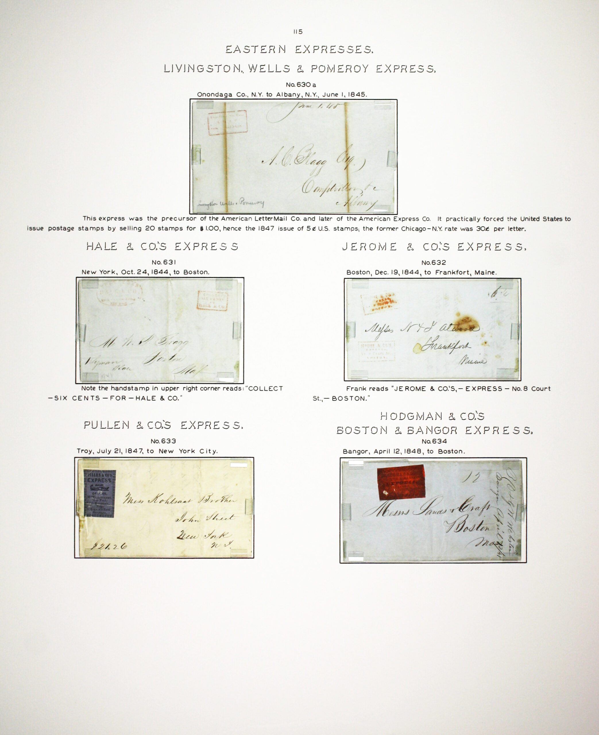 Historic exhibit Panel #115 featuring letter covers. Long descriptions are available as page content. Image link will enlarge image.