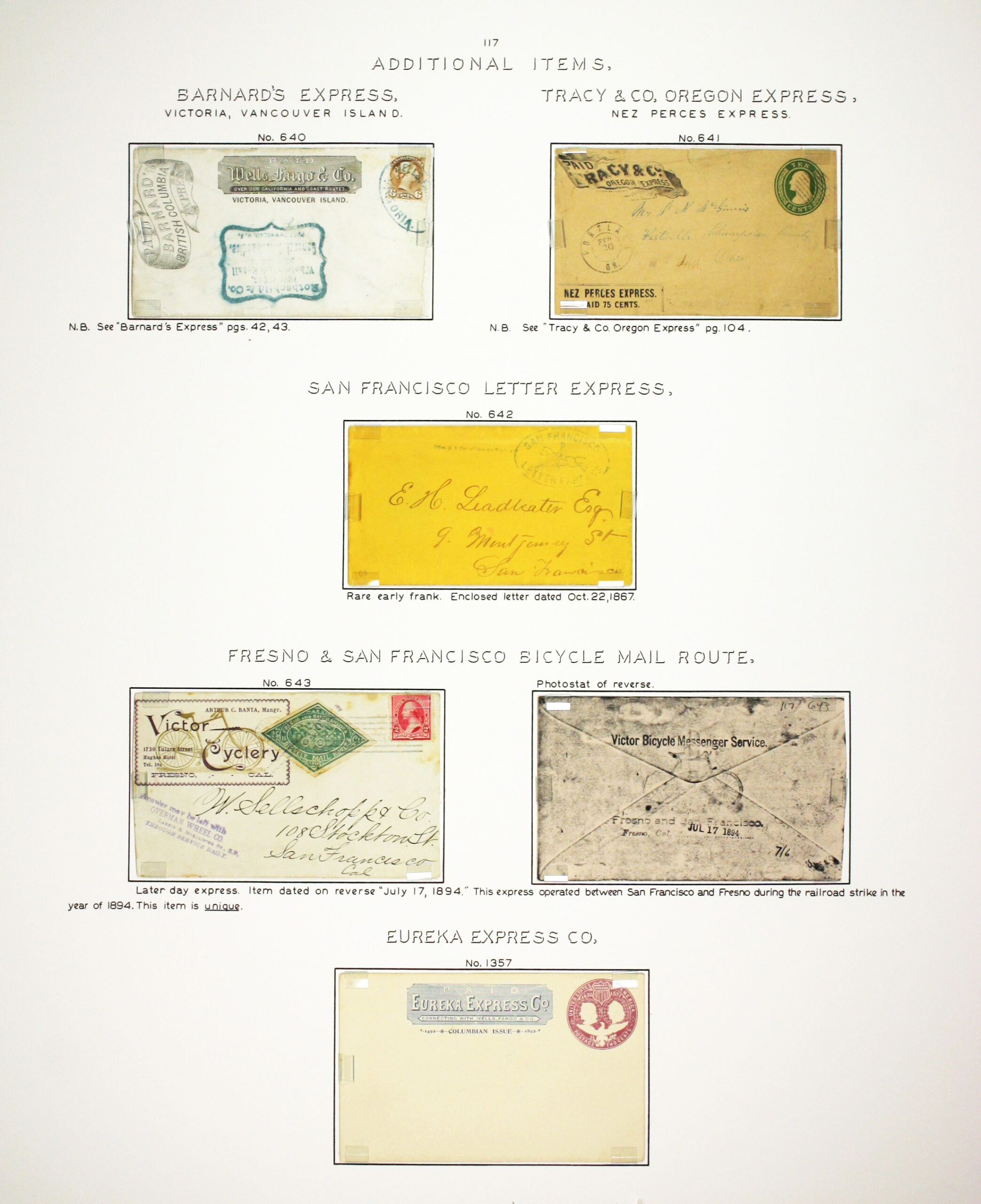 Historic exhibit Panel #117 featuring letter covers. Long descriptions are available as page content. Image link will enlarge image.