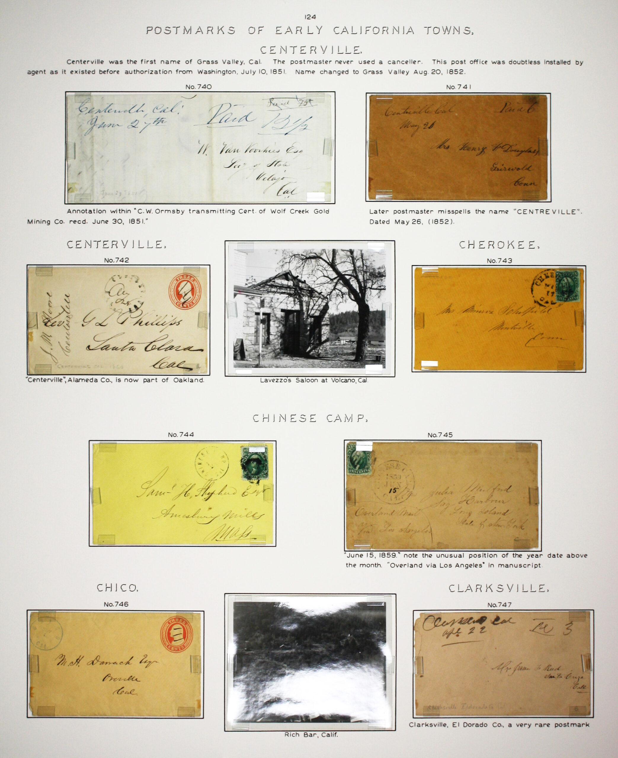 Historic exhibit Panel #124 featuring letter covers and two photographs. Long descriptions are available as page content. Image link will enlarge image.