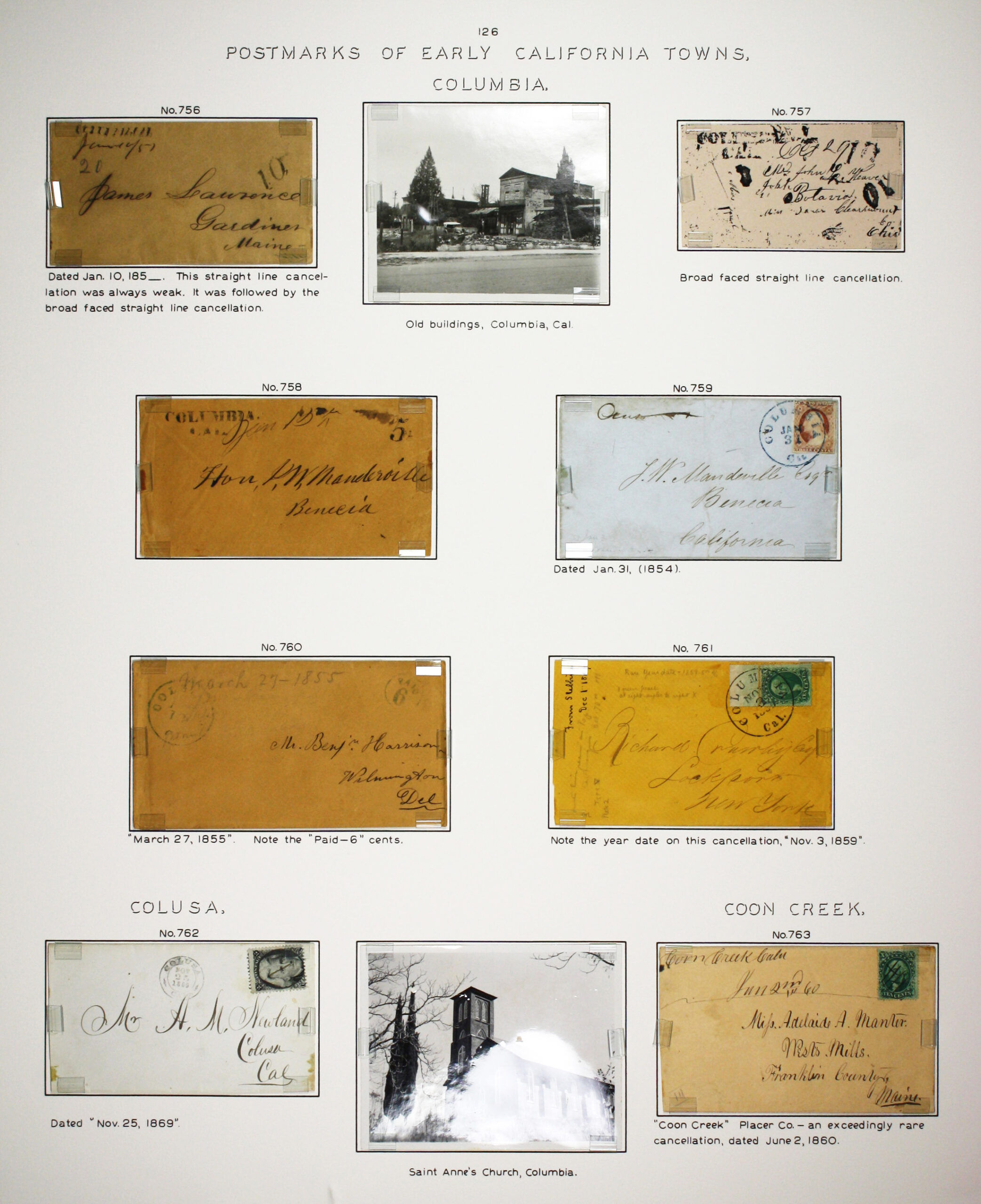 Historic exhibit Panel #126 featuring letter covers and two photographs. Long descriptions are available as page content. Image link will enlarge image.