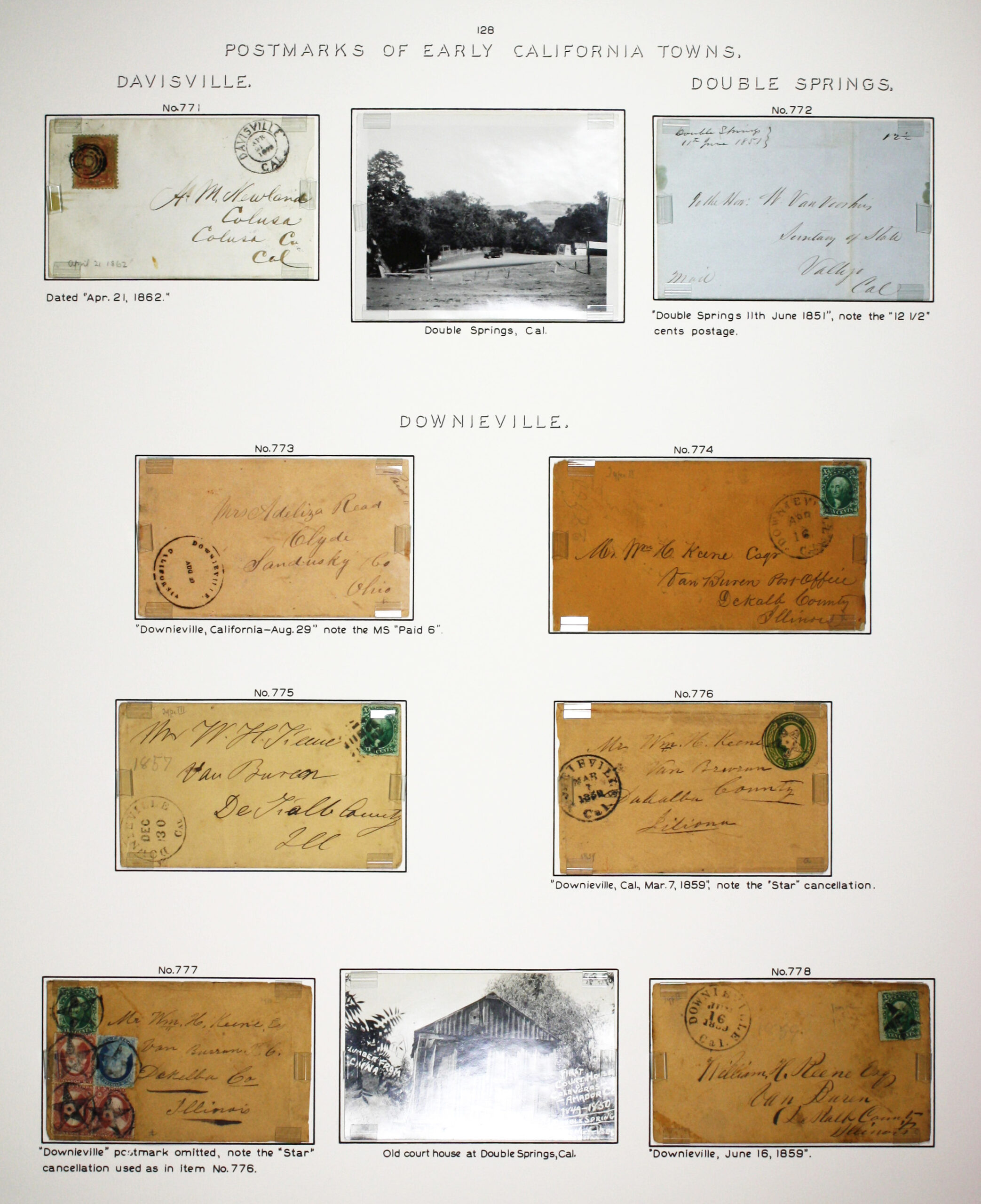 Historic exhibit Panel #128 featuring letter covers and two photographs. Long descriptions are available as page content. Image link will enlarge image.