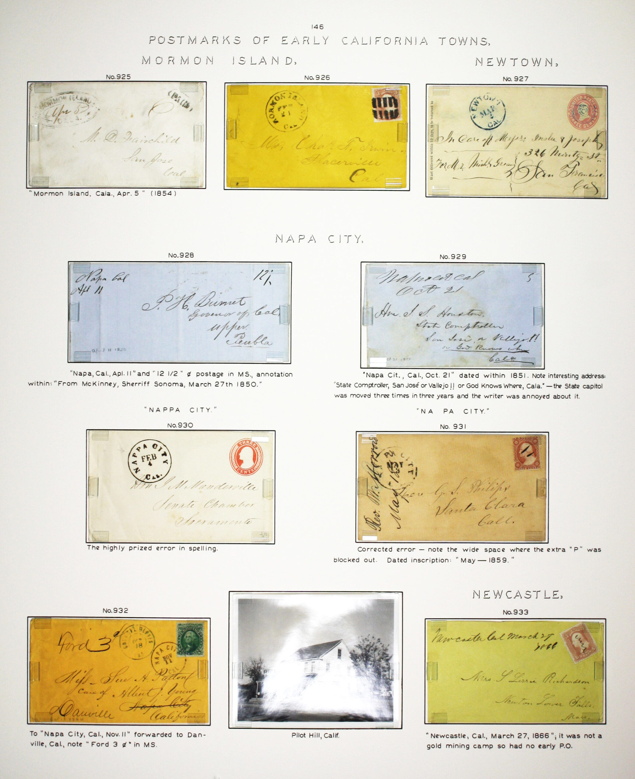 Historic exhibit Panel #146 featuring letter covers and a photograph. Long descriptions are available as page content. Image link will enlarge image.