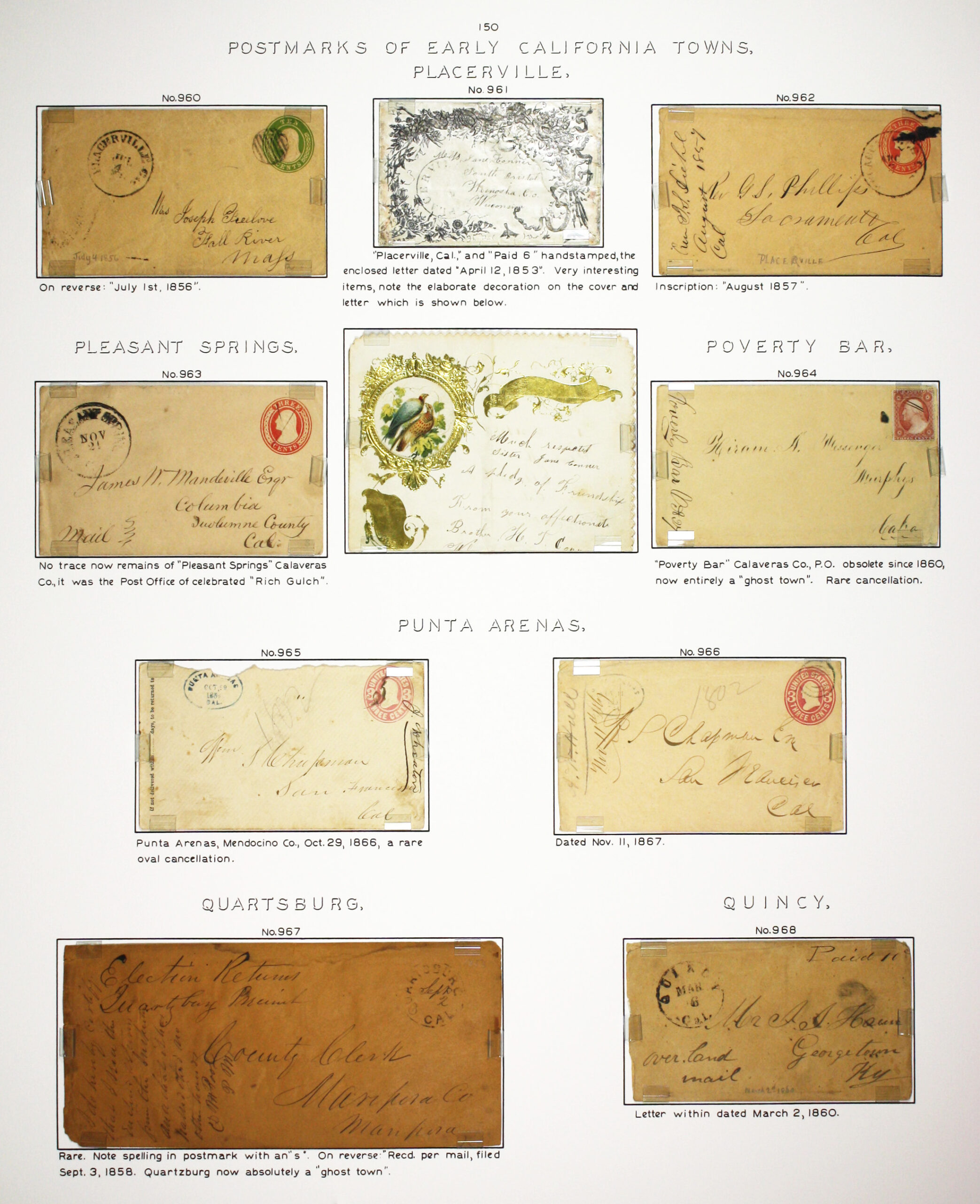 Historic exhibit Panel #150 featuring letter covers. Long descriptions are available as page content. Image link will enlarge image.