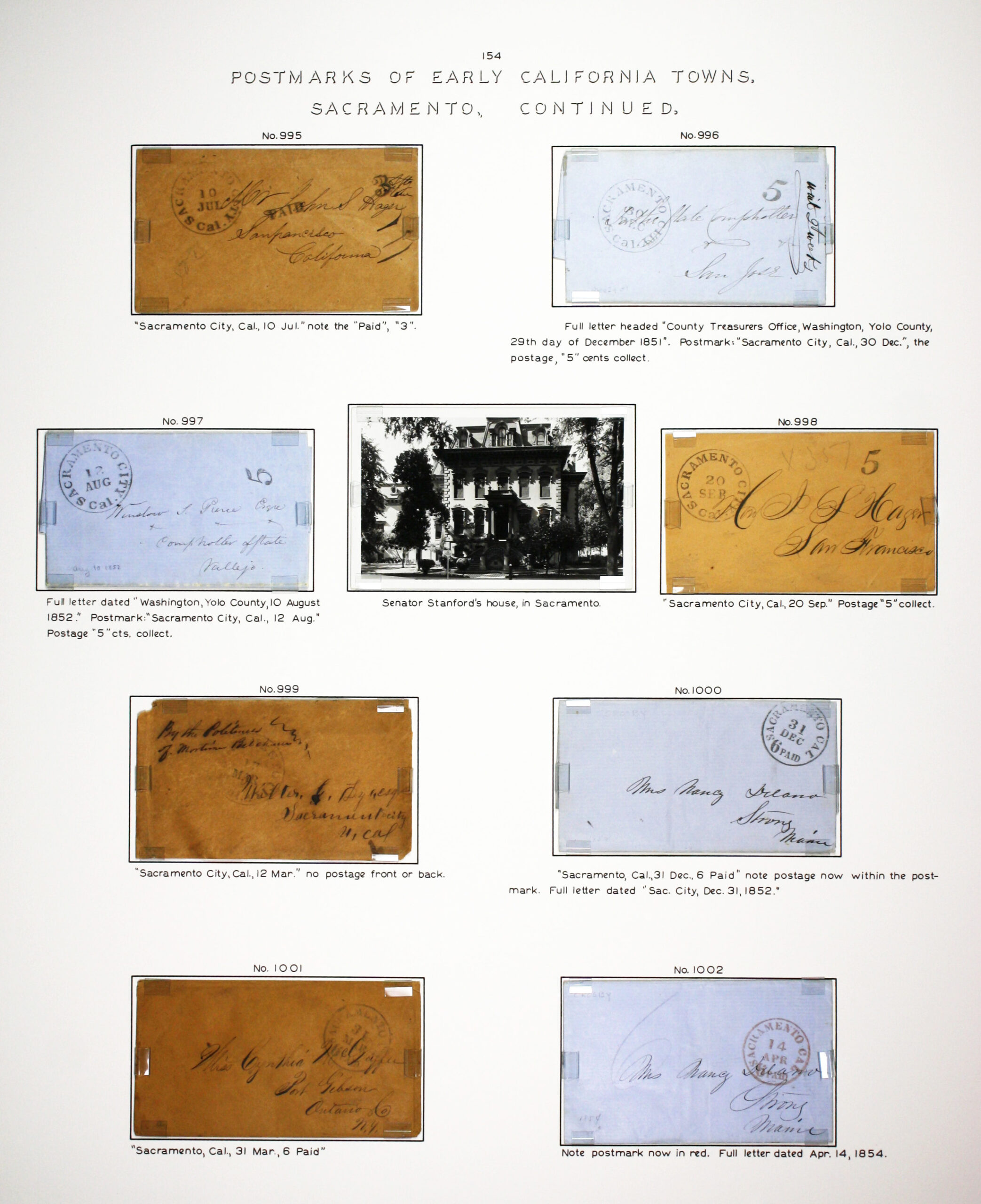 Historic exhibit Panel #154 featuring letter covers and a photograph. Long descriptions are available as page content. Image link will enlarge image.