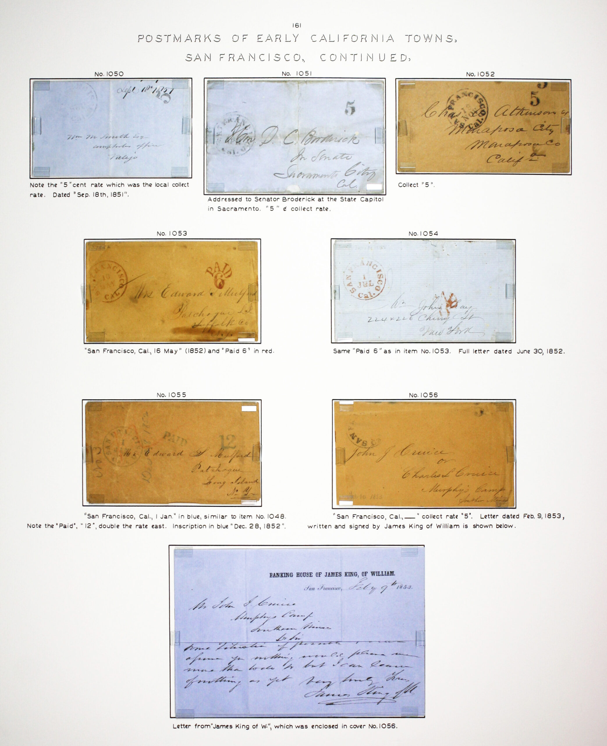 Historic exhibit Panel #161 featuring letter covers. Long descriptions are available as page content. Image link will enlarge image.