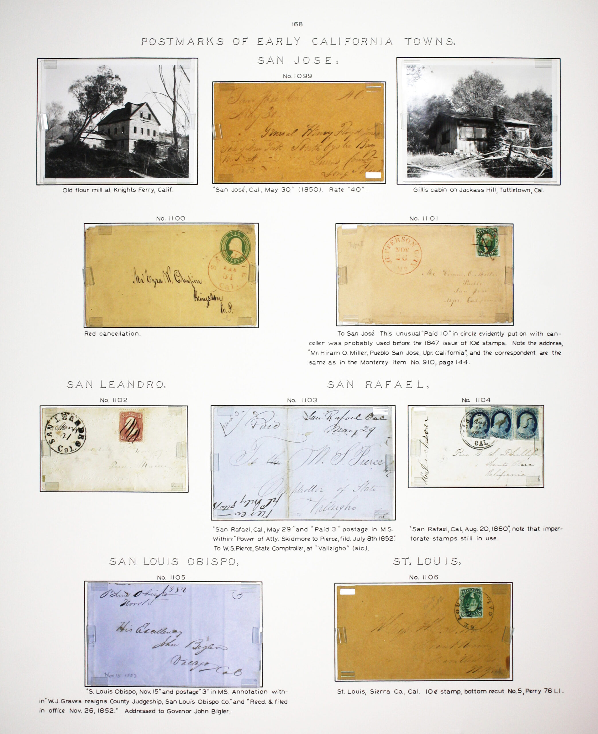 Historic exhibit Panel #168 featuring letter covers and two photographs. Long descriptions are available as page content. Image link will enlarge image.
