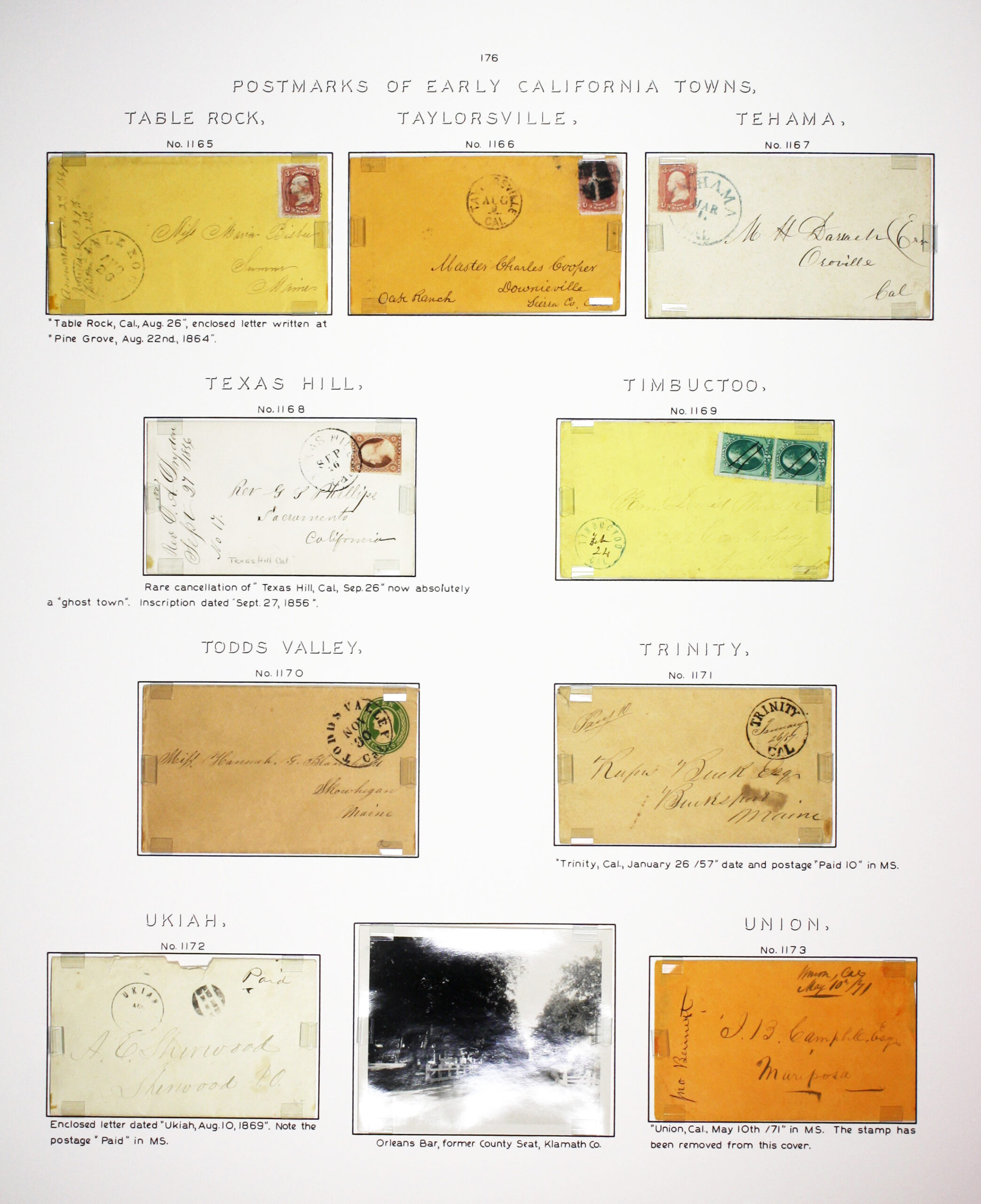 Historic exhibit Panel #176 featuring letter covers and a photograph. Long descriptions are available as page content. Image link will enlarge image.