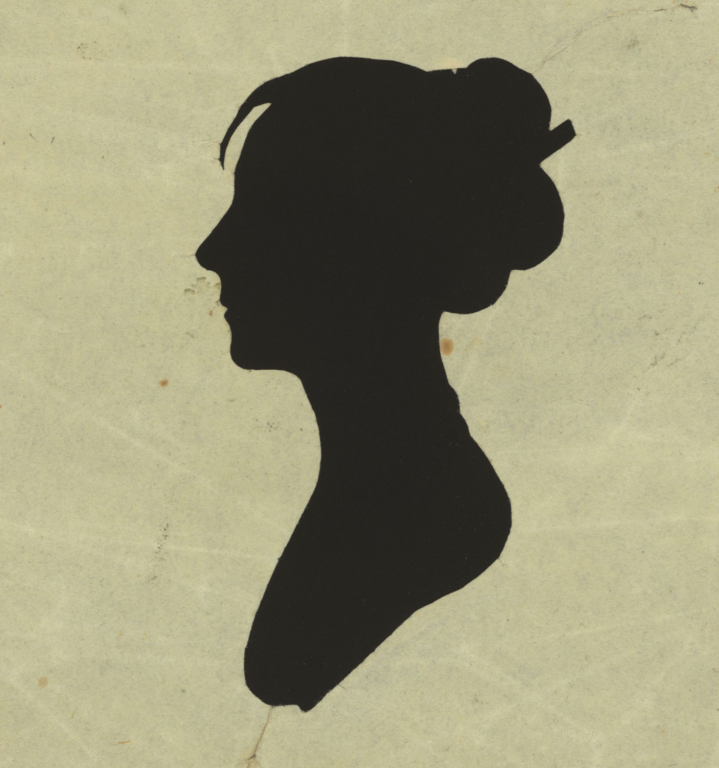 A silhouette of an unknown woman from the 1700s by Charles Peale.